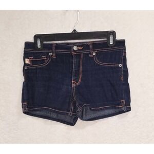 Domaine Brand Jeans Dark Wash Denim Shorts Orange Stitching Size 14